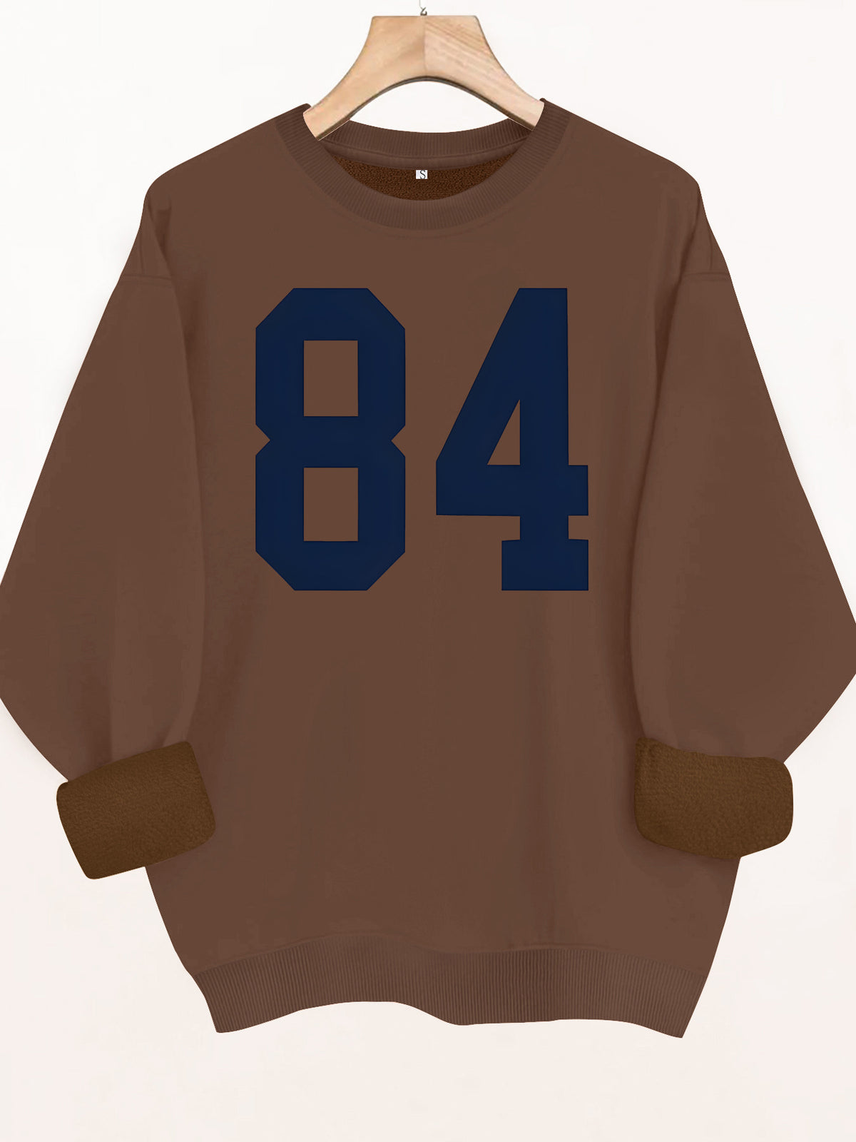 Pattern printed round neck fleece hoodie