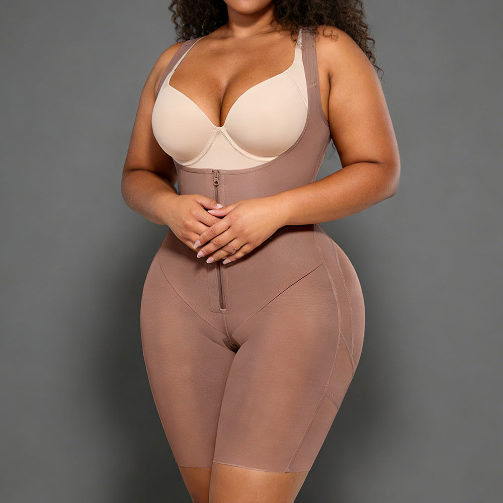 Compression Strap Waist Trainer Bodysuit — Tummy Control & Hip Lift