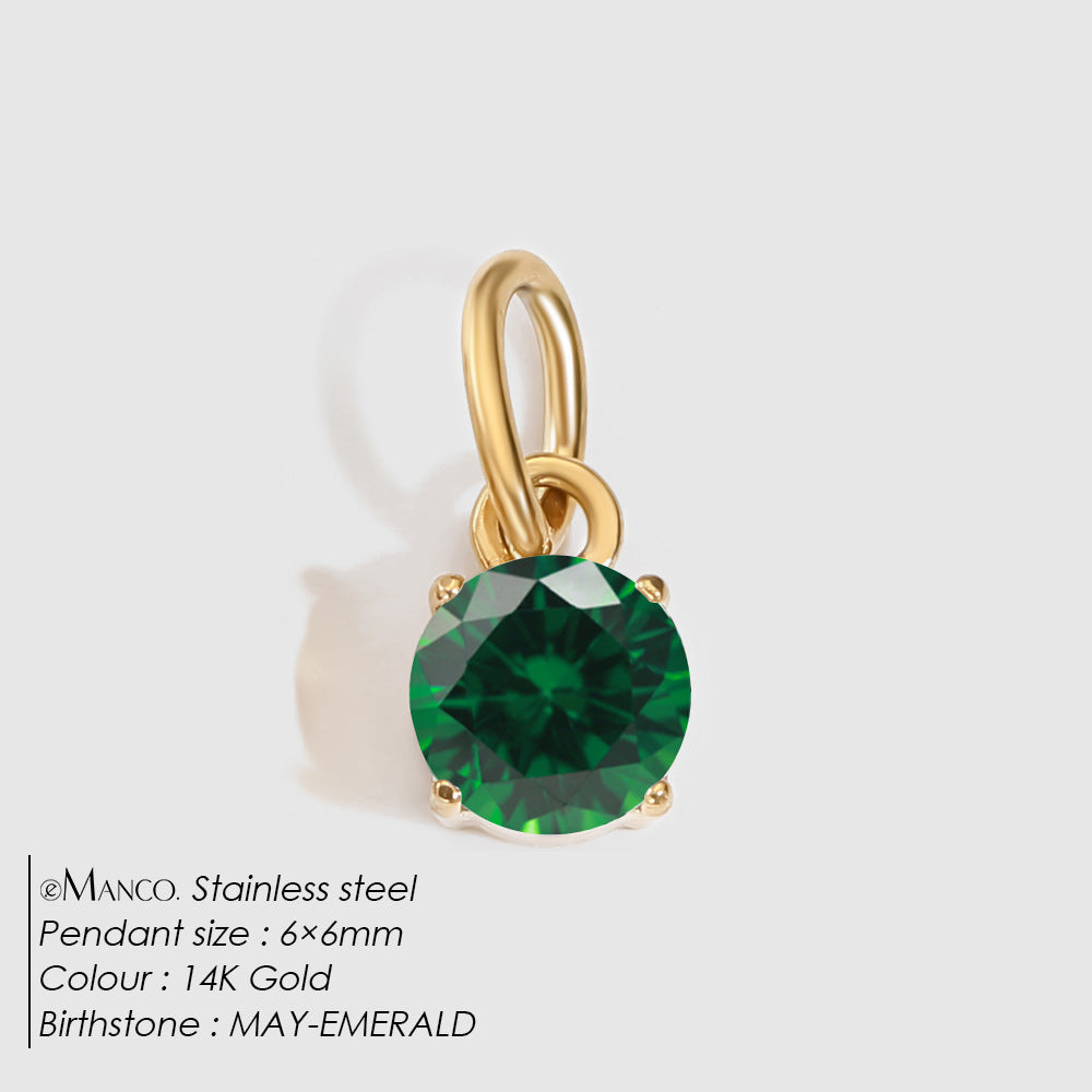 Jewelry Accessories Stainless Steel Necklace Round Zircon Necklace Stainless Steel Pendant Components