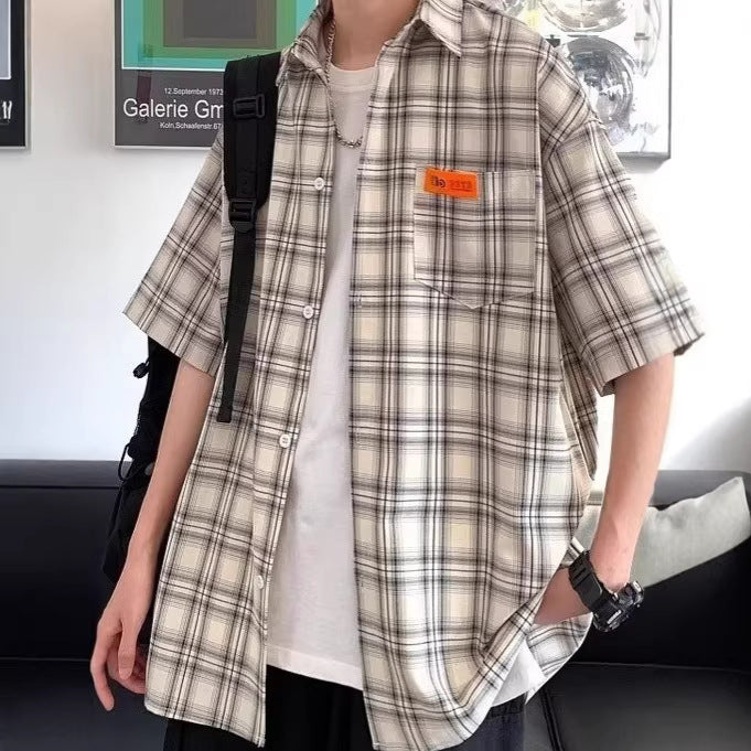 Checkered Short Sleeve Shirt for Men