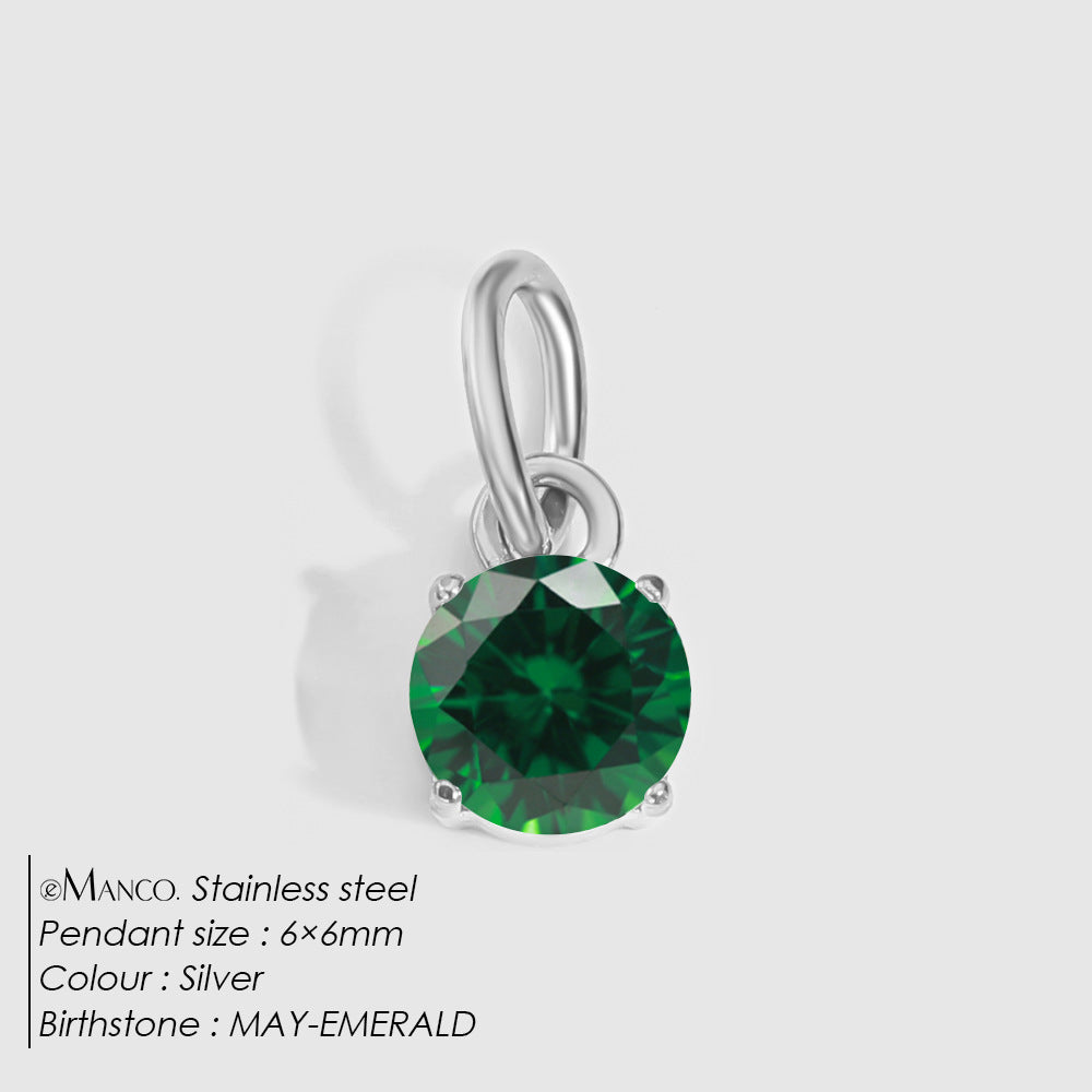 Jewelry Accessories Stainless Steel Necklace Round Zircon Necklace Stainless Steel Pendant Components