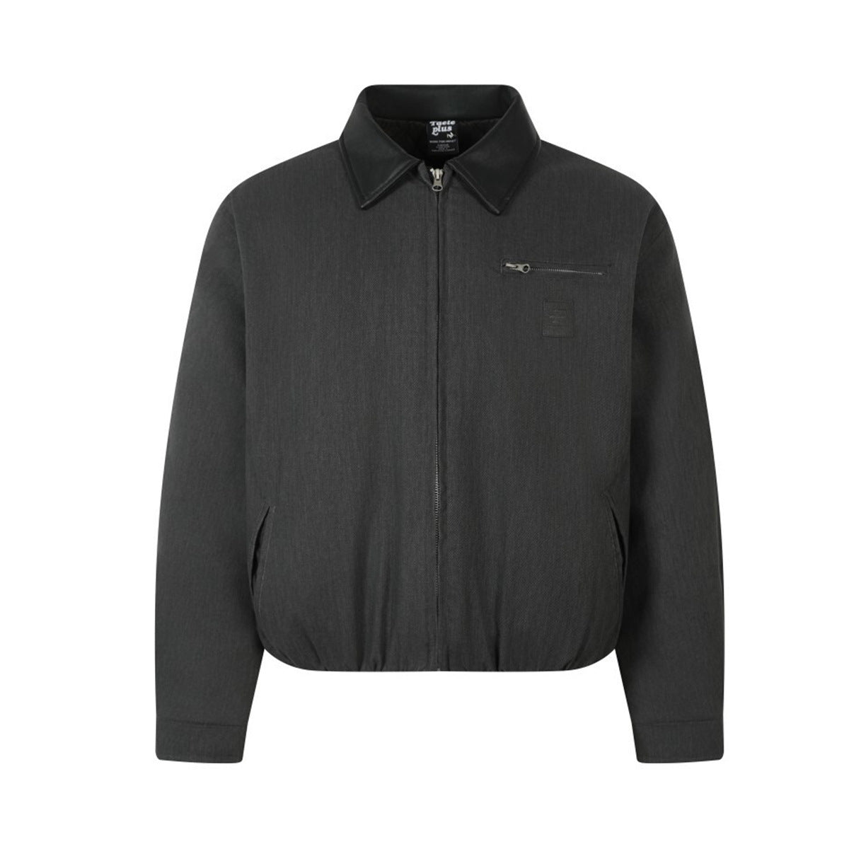 Leather collar with cotton jacket for men