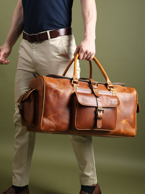 Berlin Leather Weekender Duffle Bag