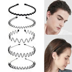 6Pcs Metal Hair Headband Wave Style Hoop Band Comb Sports Hairband Men Women US