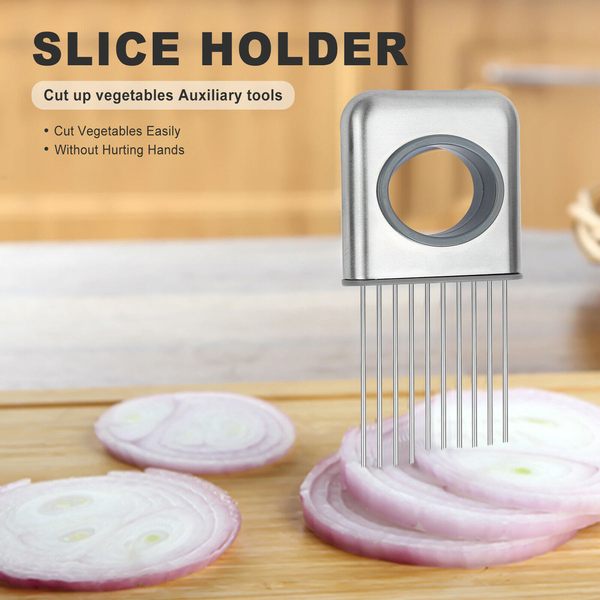 Onion Holder Slicer Vegetable Tools Tomato Cutter Stainless Steel Kitchen Gadget