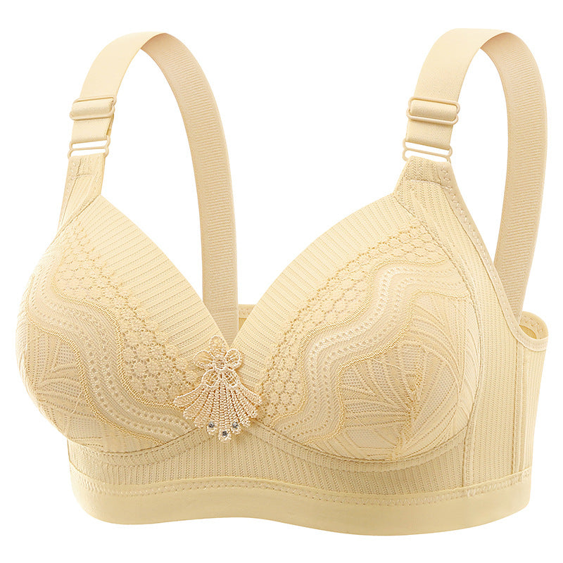 Plus-size Lace-trimmed Wireless Push-up Bra For Women