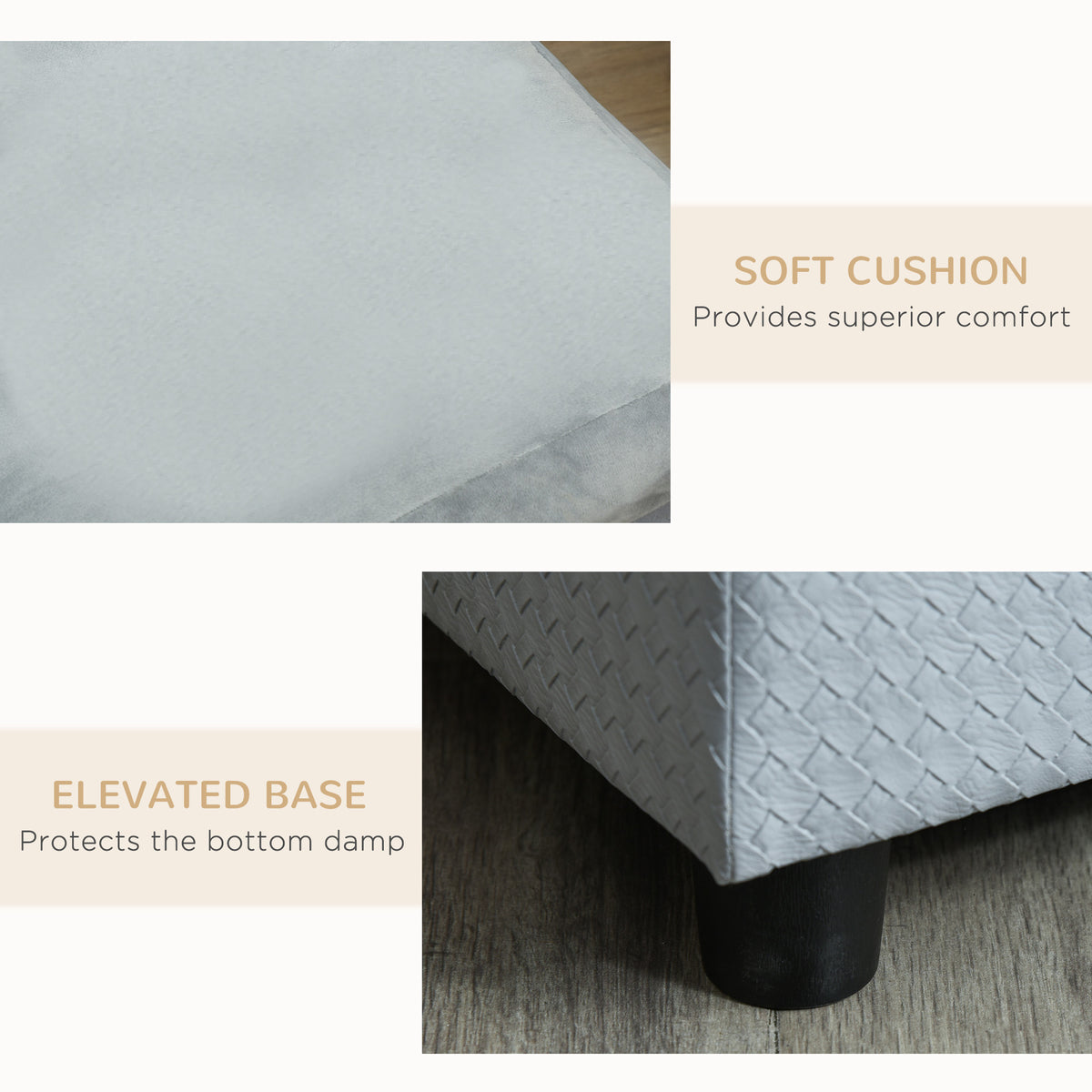 Luxury Dog Bed For Small Dogs, Hidden Storage, Soft Foam Couch, Modern Pet Furniture, Gray