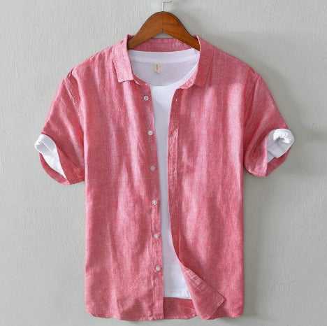 Summer Short Sleeve Linen Shirt For Men