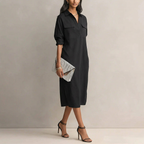 Office Casual Mid-Length Dress - black