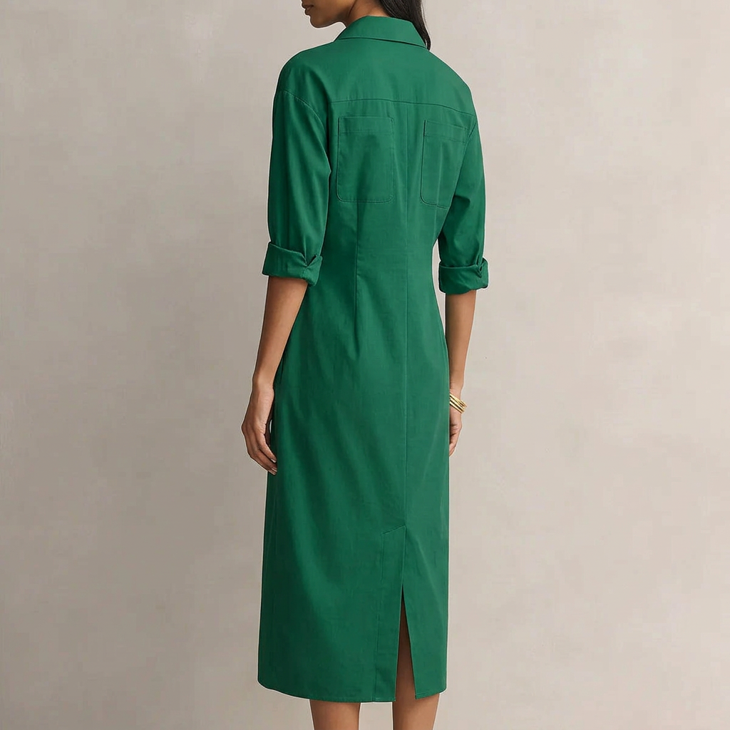 Office Casual Mid-Length Dress - green