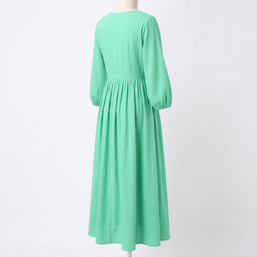 V-neck pleated dress - mint green