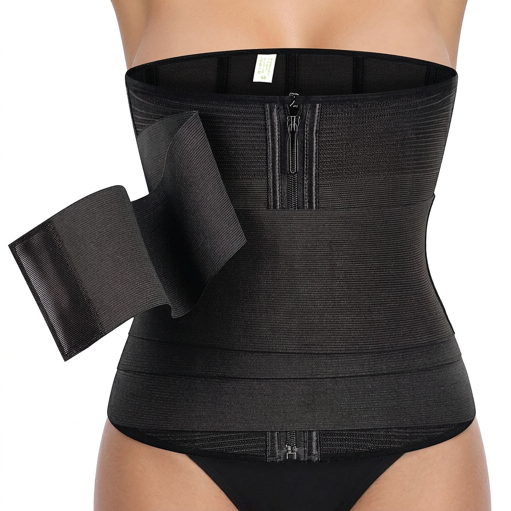 Zip-Up Corset Waist Trainer - black
