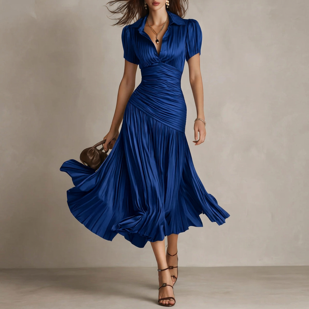 Striped patchwork dress - blue