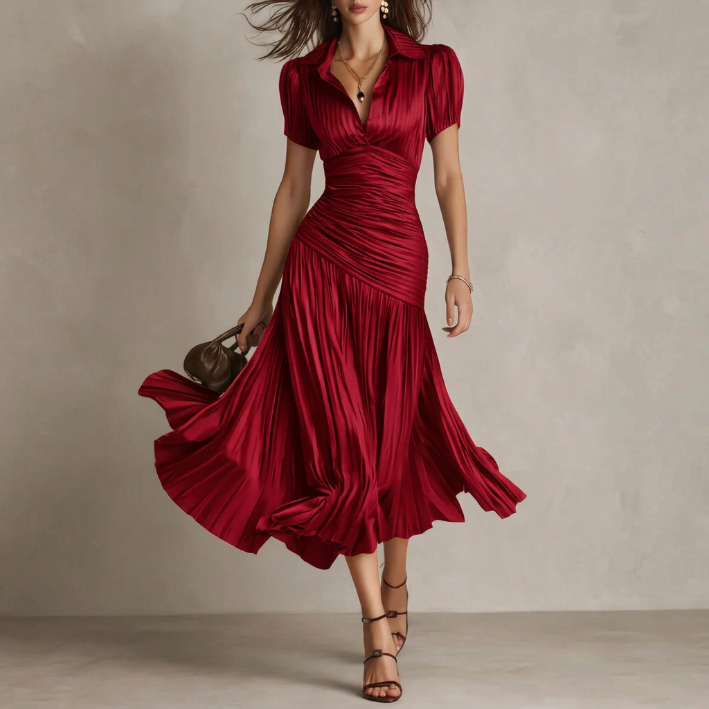Striped patchwork dress - red