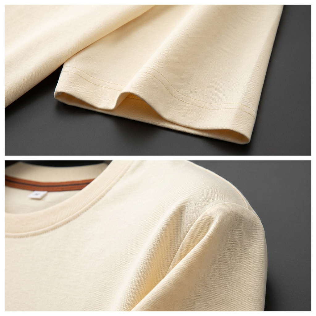Round neck T-shirt for men - Champagne White