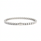 Men's Tennis Chain Bracelet - 3MM Steel Color Round White Diamond