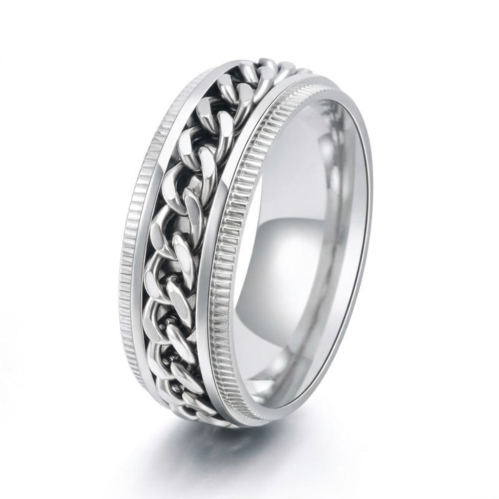 Rotating chain gear ring - silver