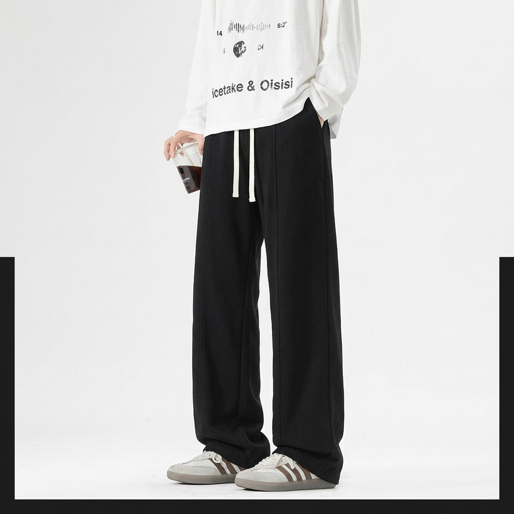 Loose Cuffed Sweatpants Men - black
