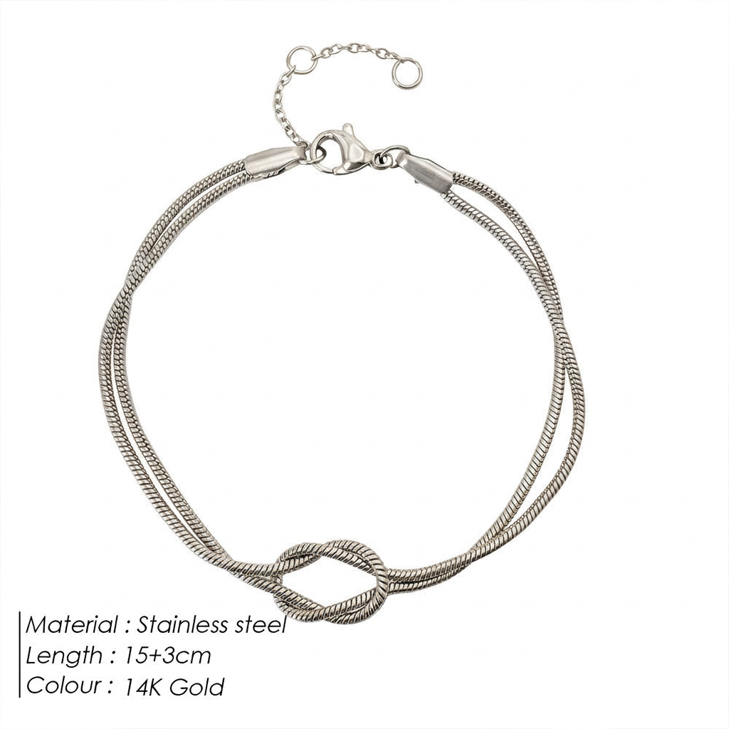 Knot snake bone bracelet - Steel Color