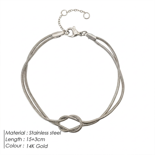 Knot snake bone bracelet - Steel Color