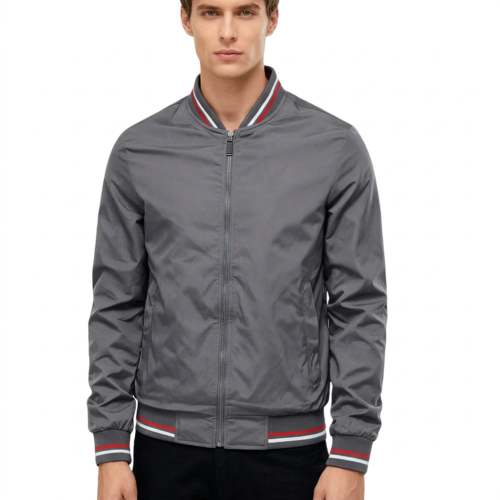 Baseball Collar Jacket Men - gray