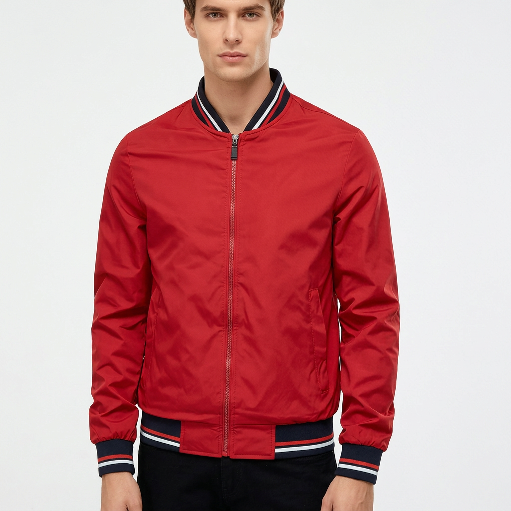 Baseball Collar Jacket Men - red