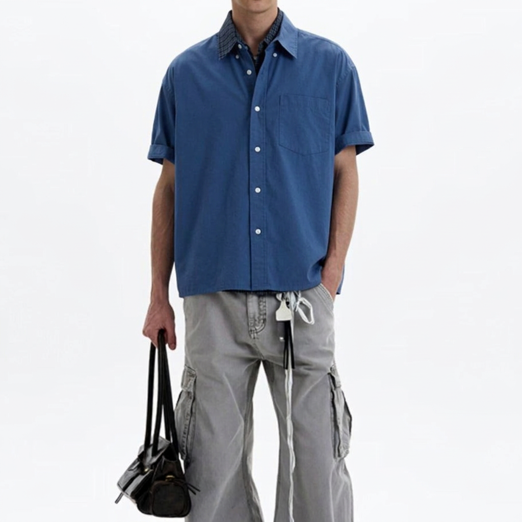 Short Sleeve Shirt for Men - blue