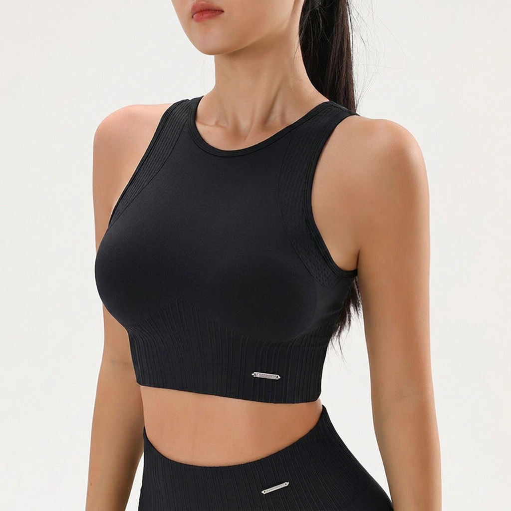 Breathable sports bra - black