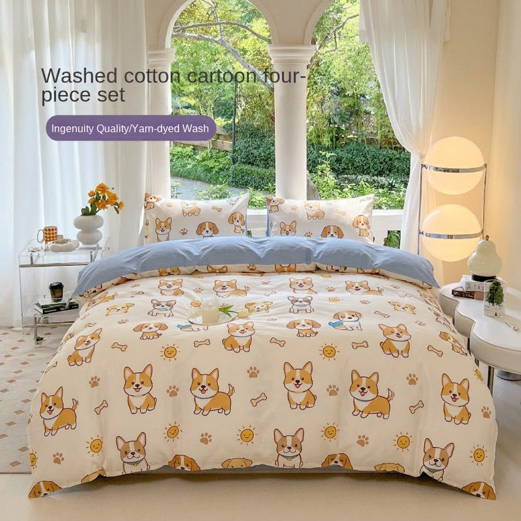 Cartoon bedding - happy dog