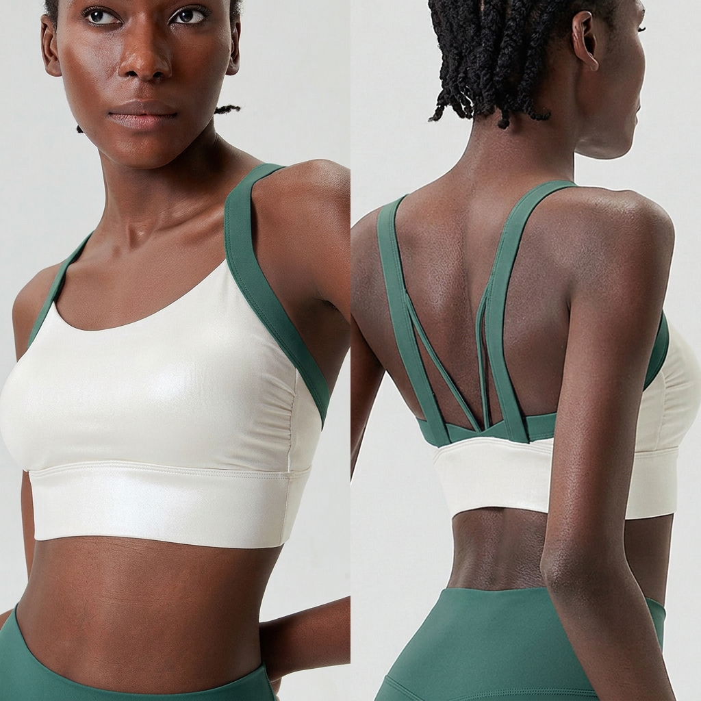 Sports bra - Pearl White Juniper Green