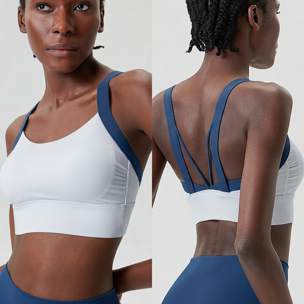 Sports bra - Pearl White Night Sky Blue