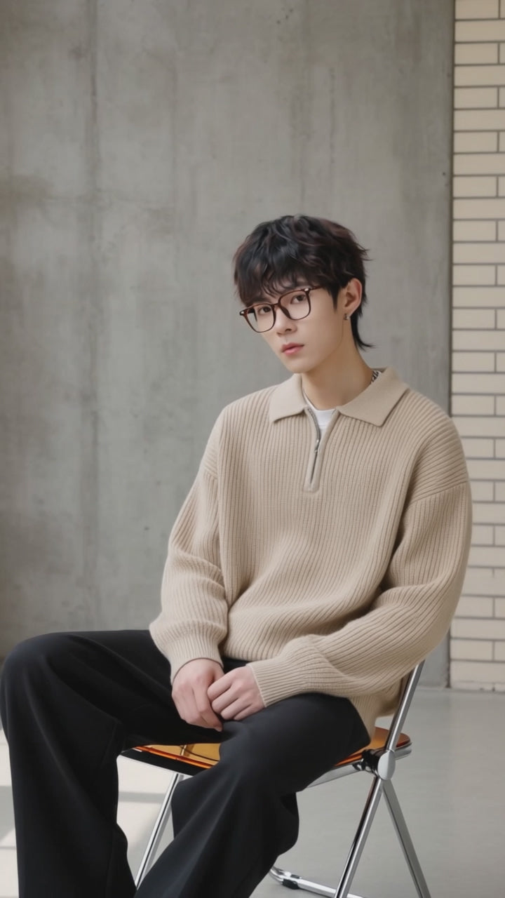 Wrenfield Apparel Co. Half Zip Lapel Sweater for Men - product ad video