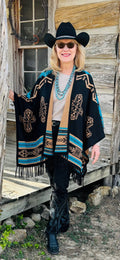 Southwest Reversible Wrap - Black/Tan
